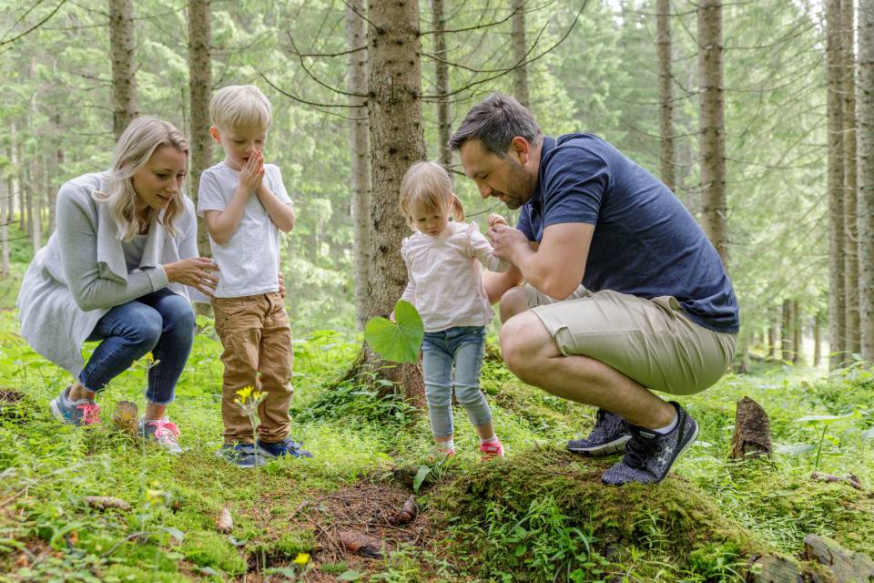 Family in the forest