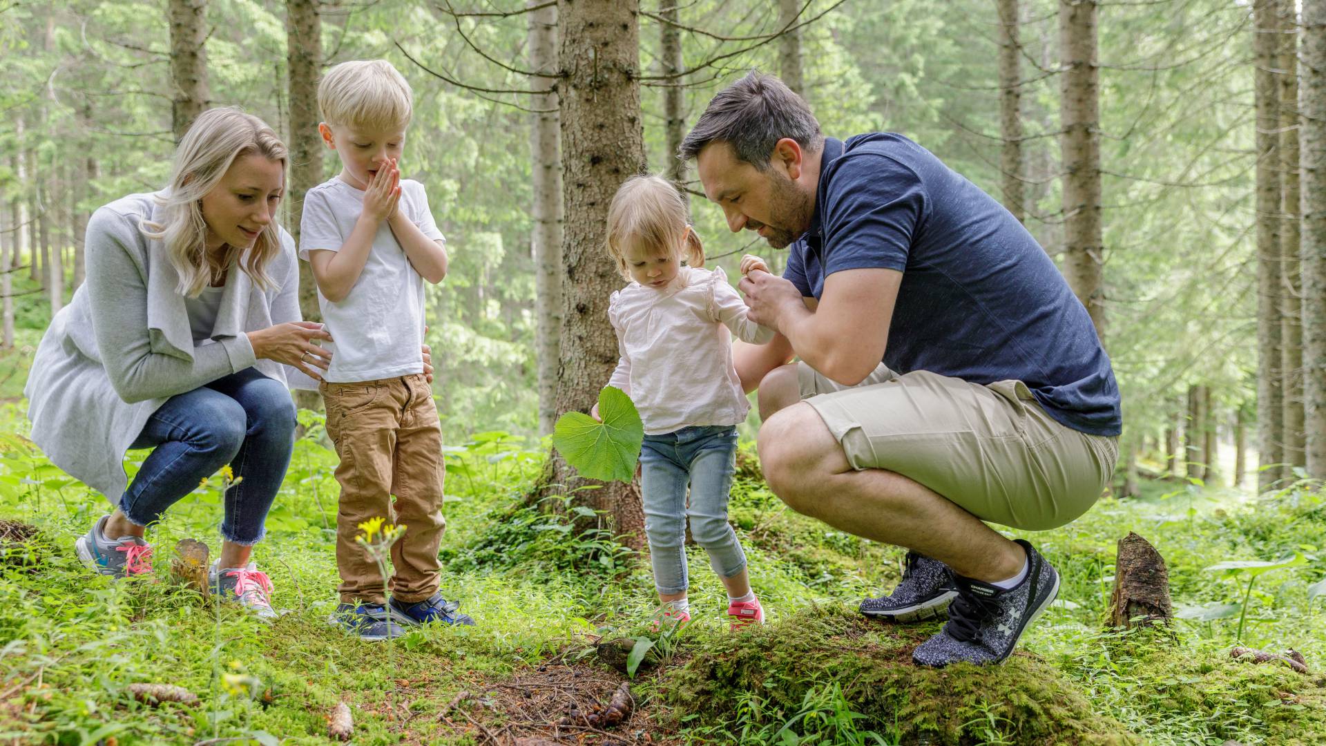 Family in the forest